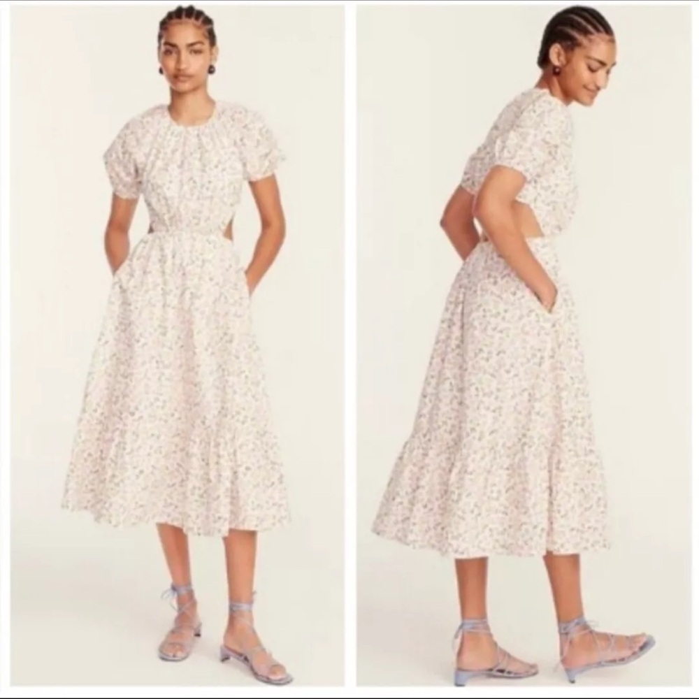J Crew 8 Eden Side Cutout Maxi Dress in Meadow Floral
